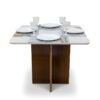 Mesa de Jantar Moscou 90x90 Vidro Off/Base Cinamomo - Minas Plac
