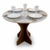 Mesa de Jantar Siena Redonda 100cm Cinamomo/Vidro Off - Minas Plac