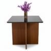 Mesa Jantar Helo 90×90 Vidro Preto/Base Mel - Poliman