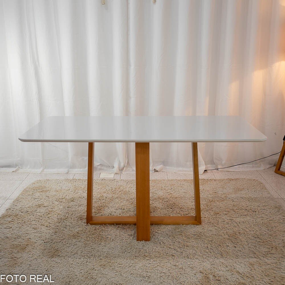 Mesa Pedro Mel Vidro OFF 160×80 6 Cadeiras Genova Veludo Bege 512 Madeira Maciça Art Assento - Entregue Montada - Imagem 7