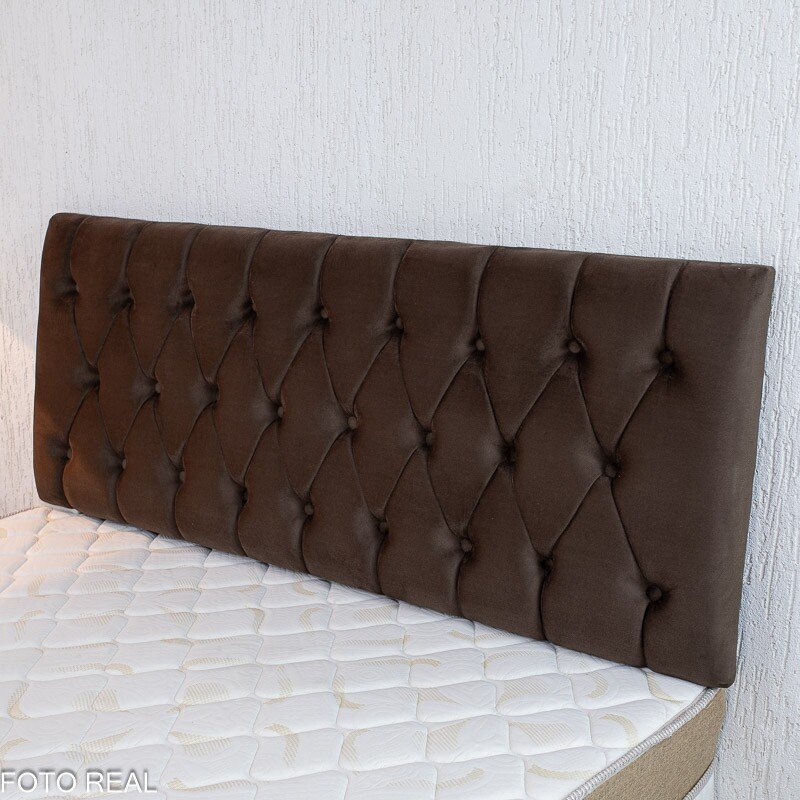 Painel Cabeceira Box Casal 1.40 Lavínia Veludo Marrom