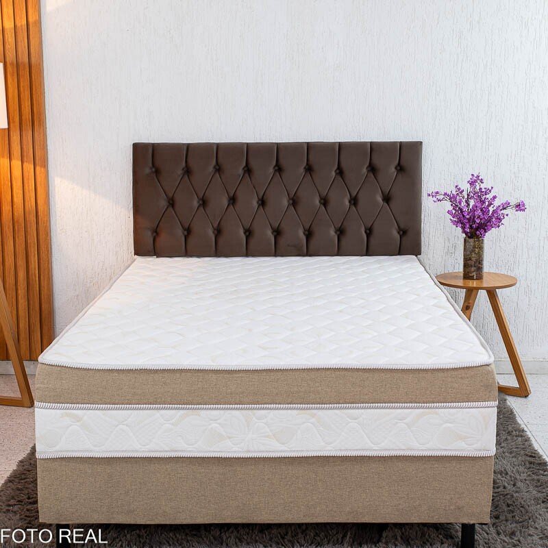 Painel Cabeceira Box Casal 1.40 Lavínia Veludo Marrom - Imagem 3