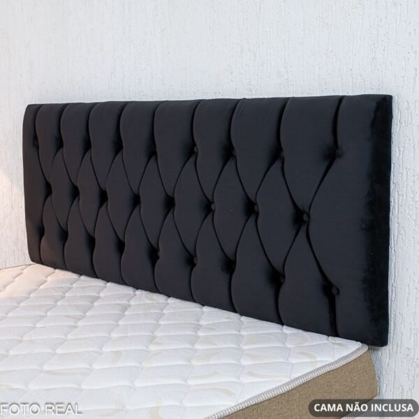 Painel Cabeceira Box Casal 1.40 Lavínia Veludo Preto