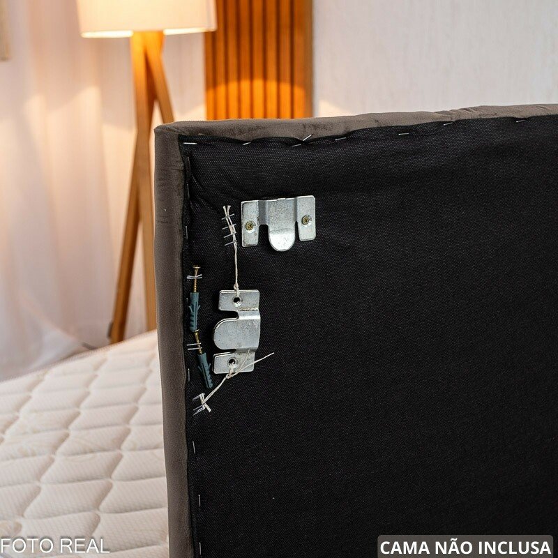 Painel Cabeceira Box Casal 1.40 Roma Veludo Marrom - Imagem 4