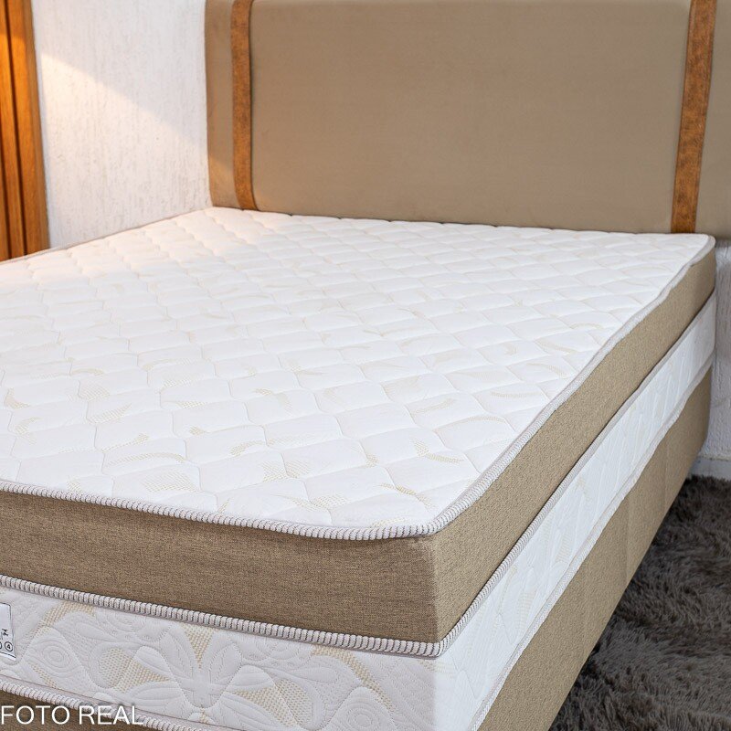 Cama Box Casal Sonho Bom Premium Ortopédica D33 138x188x62 - Nosso Sonho + Painel Cabeceira Leticia Veludo Bege | Suporta até 250kg - Imagem 4
