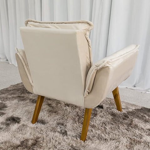 Poltrona Pérola Veludo Bege