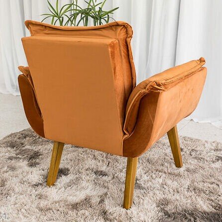 Poltrona Pérola Veludo Terracota