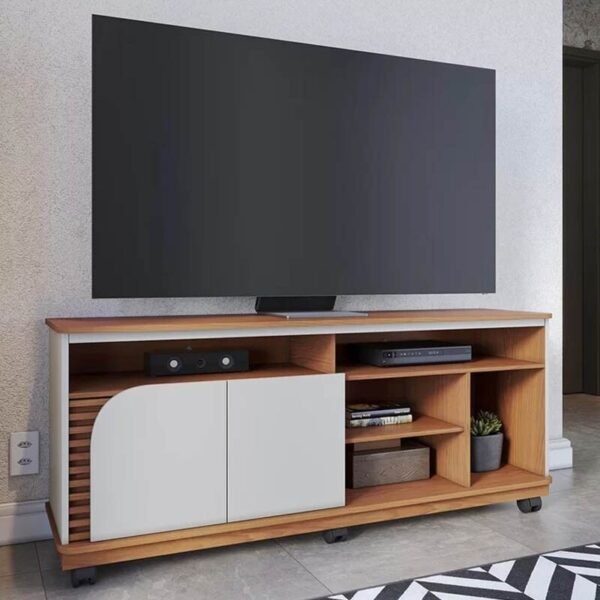 Rack Bancada Jurerê Larg. 1.50m Freijó/Off White para TV até 65"- Colibri