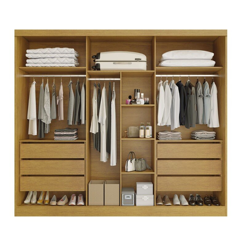 Roupeiro Alvorada 6 Portas larg. 2.70m 100% MDF Nature/Off - Bianchi - Imagem 2