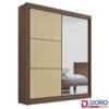 Roupeiro Atenas Castanho/Linho 2 Portas C/ 1 Espelho 3 Gavetas Portas Flex 100% MDF Larg. 1.85m - D Doro