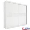 Roupeiro Casal Cancun Branco 2 Portas 6 Gavetas Detalhe Ripado 100% MDF Larg. 2.20m - D Doro