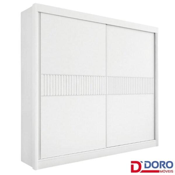 Roupeiro Casal Cancun Branco 2 Portas 6 Gavetas Detalhe Ripado 100% MDF Larg. 2.20m - D Doro