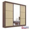 Roupeiro Casal Cristal Castanho/Linho 3 Portas 6 Gavetas 100% MDF Portas Flex Larg. 2.42m - D Doro