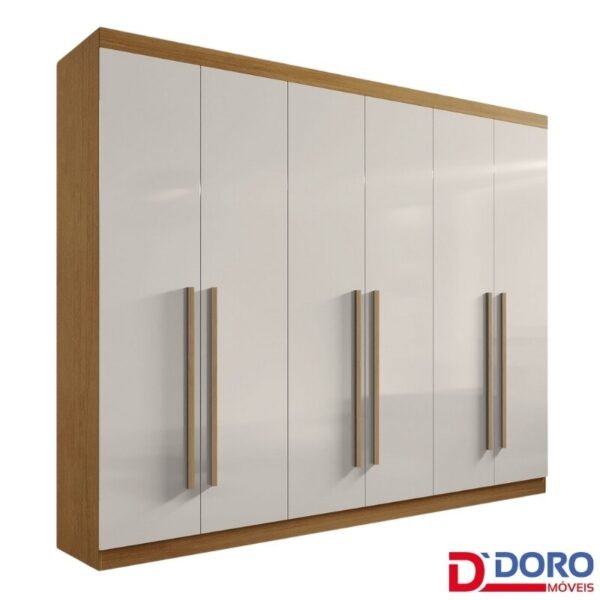 Roupeiro Casal Da Vinci Plus Cinamomo/Off 6 Portas 6 Gavetas 100% MDF Larg. 2.75m - D Doro