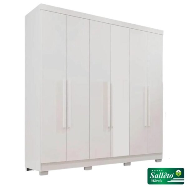 Roupeiro Casal Recife Branco 6 Portas C/Pés Larg. 1.80m - Sallêto