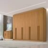 Roupeiro Casal Daymond Cinamomo 8 Portas 8 Gavetas 100% MDF Larg. 2.75m  - D Doro