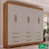 Roupeiro Dinamarca Cinamomo/Off 6 Portas 9 Gavetas C/pés Larg. 1.80m - Sallêto