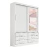 Roupeiro Merídian Branco 2 Portas + Cômoda Firenze Branco + Cama Solteiro Milênio Branca + Cama Auxiliar 2 Gavetas Branca - D Doro