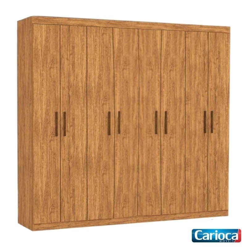Roupeiro Rubi Cinamomo 8 Portas 4 Gavetas C/ Pés Larg. 2.08m - Carioca