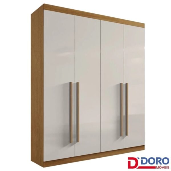 Roupeiro Solteiro Da Vinci Plus Cinamomo/Off 4 Portas 3 Gavetas 100% MDF Larg. 1.85m - D Doro