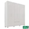 Roupeiro Solteiro Estrela Branco 6 Portas 2 Gavetas C/Pés Larg. 1.50m - Sallêto
