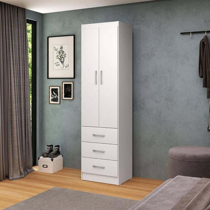 Roupeiro Texas Larg. 0.47m Branco 2 Portas 3 Gavetas - San Marino - Imagem 3