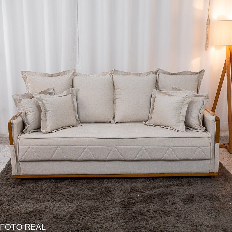 Sofá 3 lugares Vican Larg. 2.00m Linho Bege 5044 Detalhe 05 - Molas Bonnel - Imagem 10