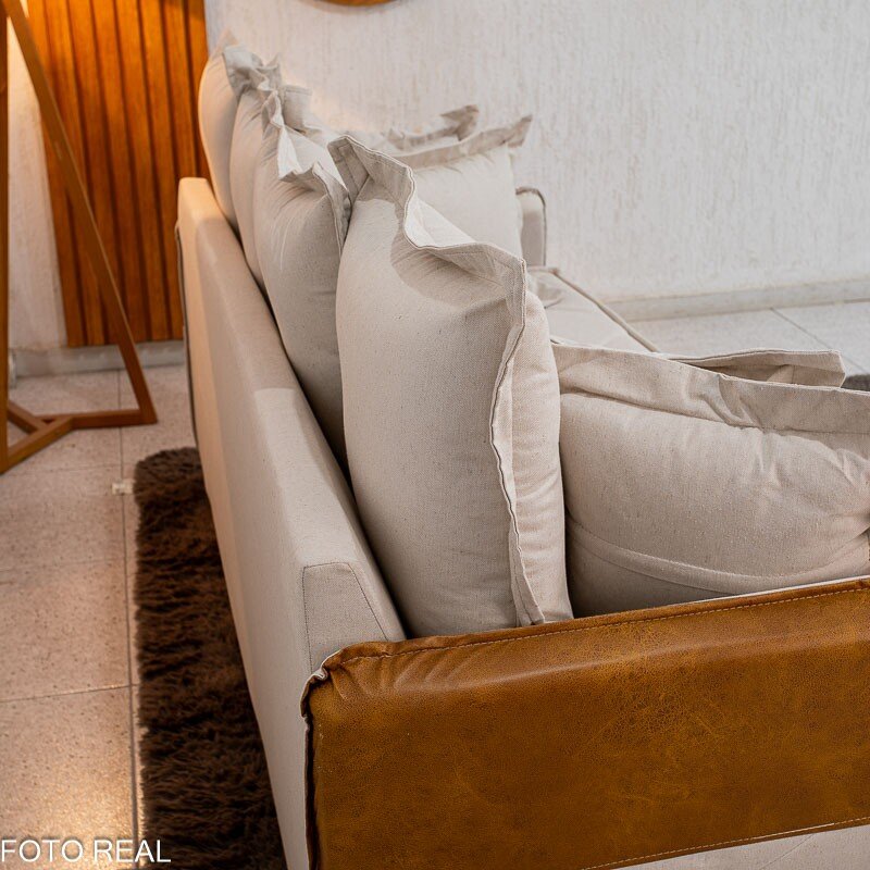 Sofá 3 lugares Vican Larg. 2.00m Linho Bege 5044 Detalhe 05 - Molas Bonnel - Imagem 7