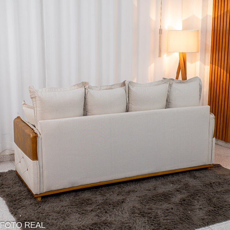 Sofá 3 lugares Vican Larg. 2.00m Linho Bege 5044 Detalhe 05 - Molas Bonnel - Imagem 11