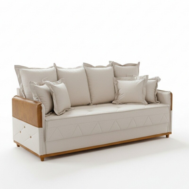 Sofá 3 lugares Vican Larg. 2.00m Linho Bege 5044 Detalhe 05 - Molas Bonnel - Imagem 3