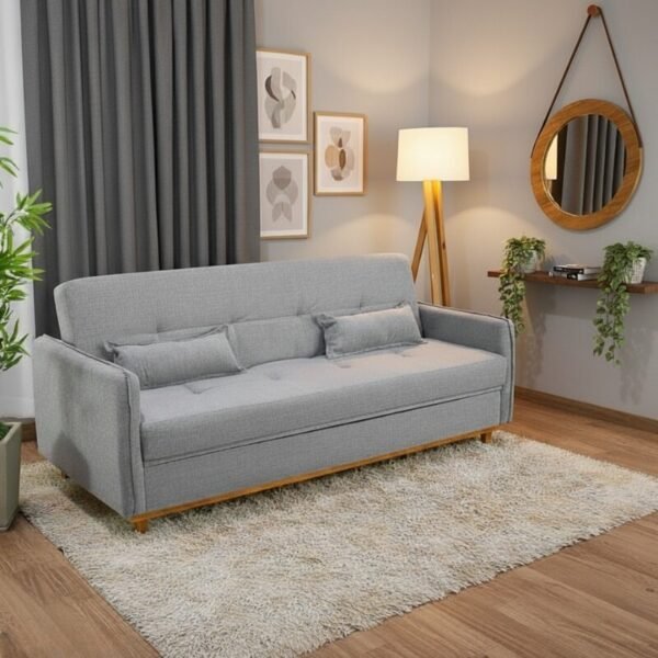 Sofá Cama Ipanema com Baú Linho Cinza 2275 - Larg. 2.05m