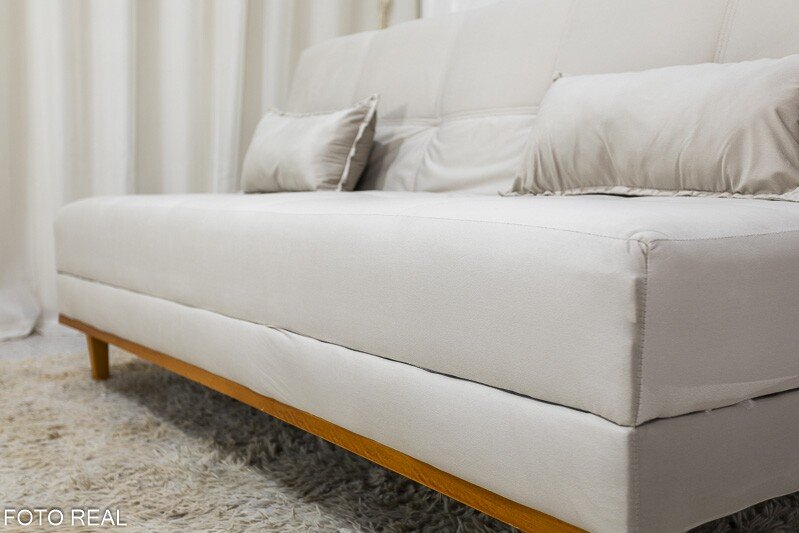 Sofá Cama Madrid Veludo Bege 2269 Larg. 1.80m - Molas Bonnel - Imagem 6