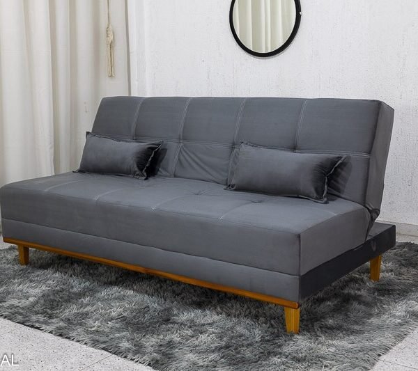 Sofá Cama Madrid Veludo Cinza 2303 Larg. 1.80m - Molas Bonnel