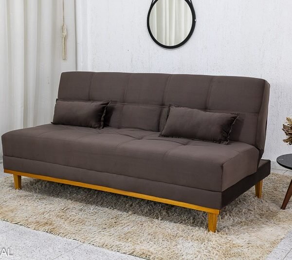Sofá Cama Madrid Veludo Marrom 2263 Larg. 1.80m - Molas Bonnel