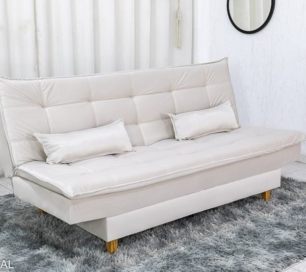 Sofá Cama Premium Veludo Bege 2269 Larg. 1.80m