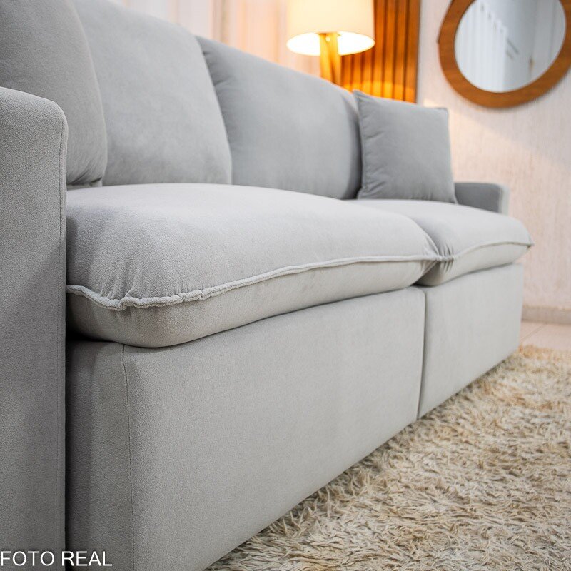 Sofá Retrátil Luma 2.00m Veludo Premium Cinza 36 - Sem Caixa - Imagem 10