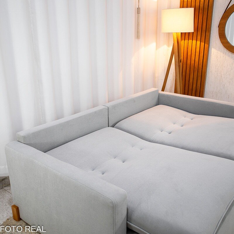 Sofá Retrátil Luma 2.00m Veludo Premium Cinza 36 - Sem Caixa - Imagem 11