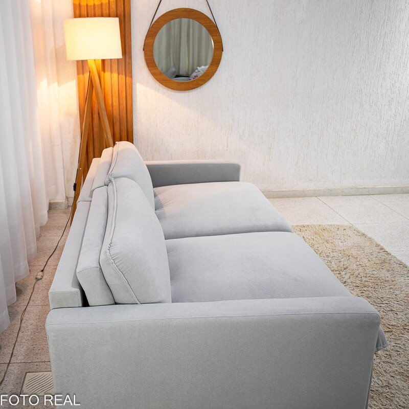 Sofá Retrátil Luma 2.00m Veludo Premium Cinza 36 - Sem Caixa - Imagem 12