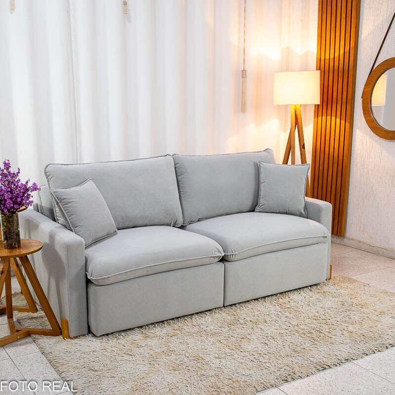 Sofá Retrátil Luma 2.00m Veludo Premium Cinza 36 - Sem Caixa - Imagem 3
