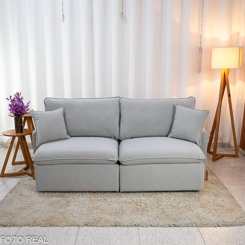 Sofá Retrátil Luma 2.00m Veludo Premium Cinza 36 - Sem Caixa - Imagem 4