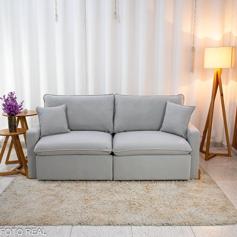 Sofá Retrátil Luma 2.00m Veludo Premium Cinza 36 - Sem Caixa - Imagem 5