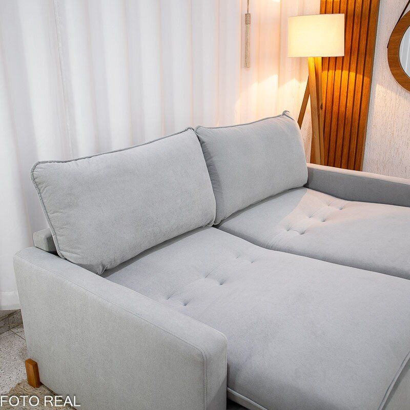 Sofá Retrátil Luma 2.00m Veludo Premium Cinza 36 - Sem Caixa - Imagem 7