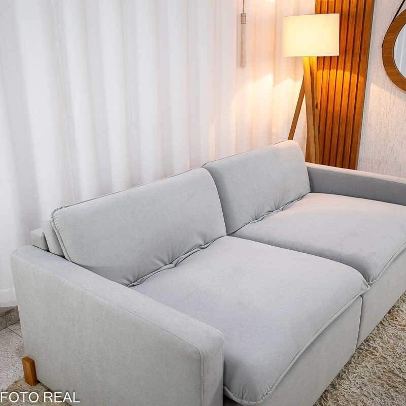 Sofá Retrátil Luma 2.00m Veludo Premium Cinza 36 - Sem Caixa - Imagem 8