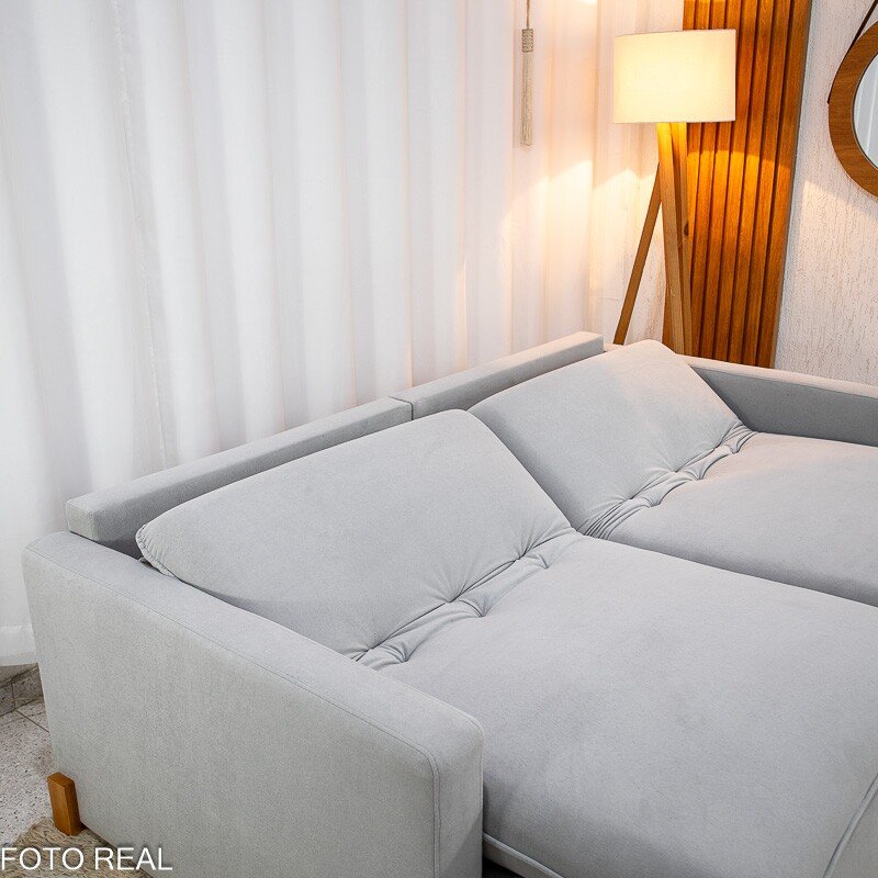 Sofá Retrátil Luma 2.00m Veludo Premium Cinza 36 - Sem Caixa - Imagem 9