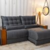Sofá Retrátil Reclinável Gênova 2.50m Veludo Cinza 814  - Molas Ensacadas