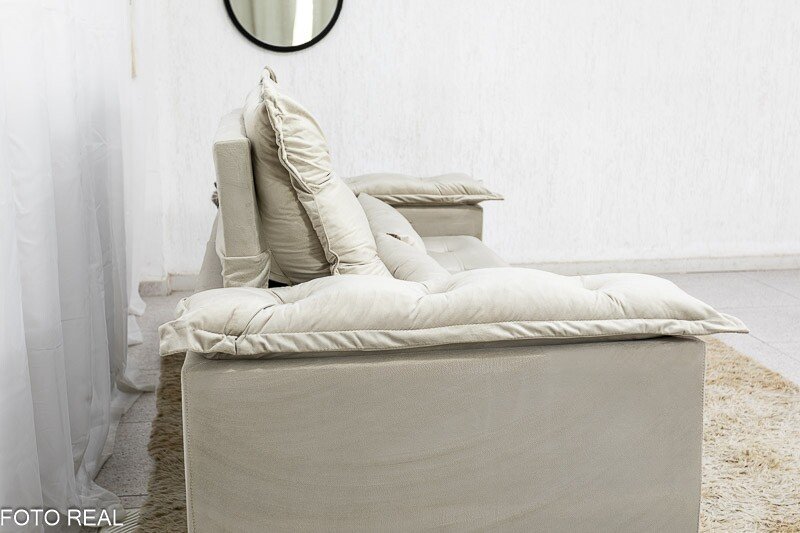 Sofá Retrátil Reclinável Grécia 2.00m Veludo Bege - Sem caixa - Imagem 8