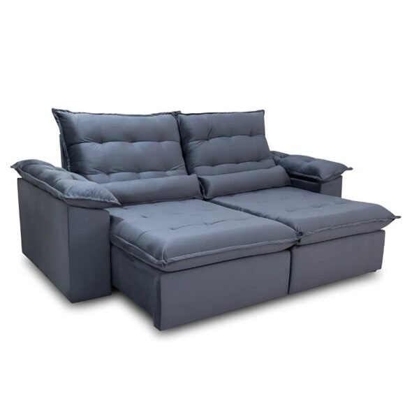Sofá Retrátil Reclinável Emanuelly 2.00m Veludo Cinza 20 - D28 Soft