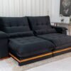 Sofá Retrátil Reclinável Ibis 2.30m Veludo Preto 820 - D33 e Molas Ensacadas