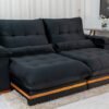 Sofá Retrátil Reclinável Ibis 2.50m Veludo Preto 820 - D33 e Molas Ensacadas