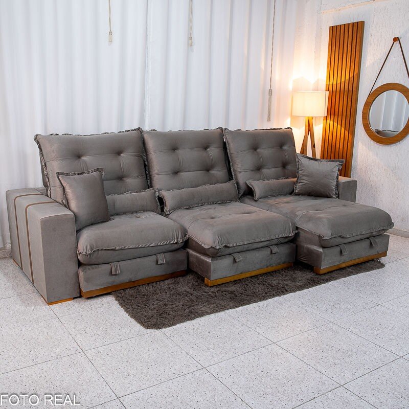 Sofá Retrátil Reclinável Mônaco 3.20m Veludo Gelo A20 - Molas Ensacadas - Imagem 4